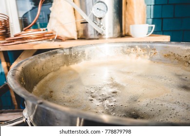 Homebrewing Mash Tun Close-up Of The  Future Beer