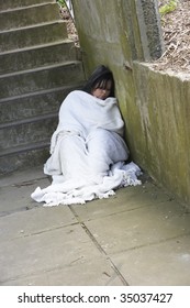 Homeless Girl Sleeping Rough