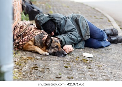 Homeless Man With His Dog