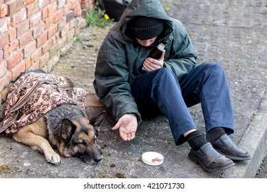 Homeless Man With His Dog