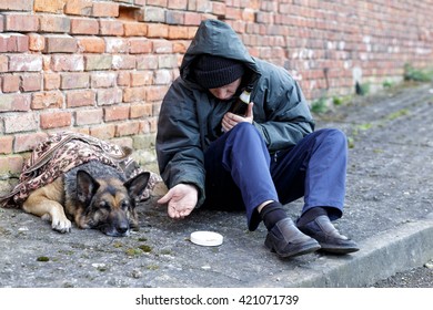 Homeless Man With His Dog