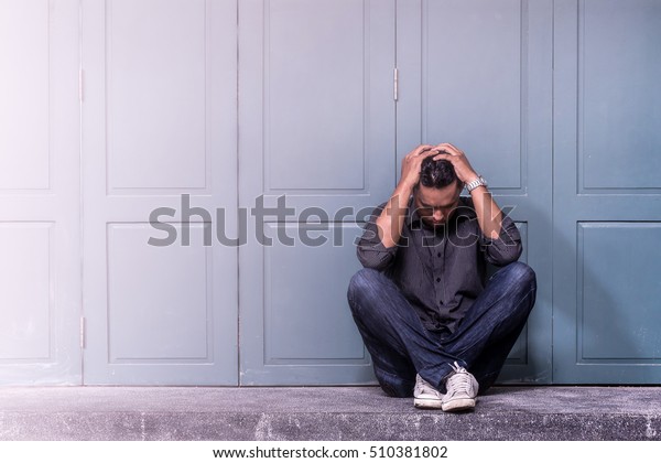 Homeless Man Looking Light Put Himself Stock Photo (Edit Now) 510381802