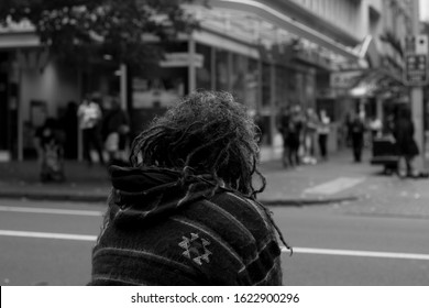 Homeless Man In On Queen Street, Auckland CBD