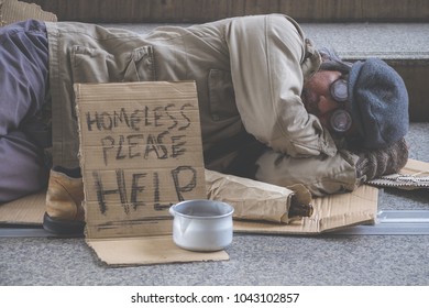 Homeless Man Tired He Fell Asleep Stock Photo 1043102857 | Shutterstock