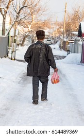 Homeless Man Walking On Road Winter Stock Photo 614489369 | Shutterstock