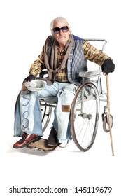  Homeless Man In A Wheelchair Asking For Money