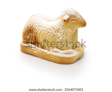 homemade agneau pascal, easter lamb cake isolated on white background