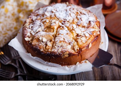 Homemade Apple cake with almonds
