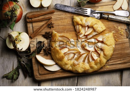 Similar – Image, Stock Photo Homemade apple galette with pecan nuts. Autumn dessert