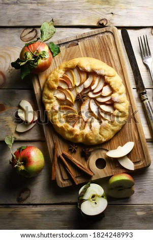 Image, Stock Photo Homemade apple galette with pecan nuts. Autumn dessert