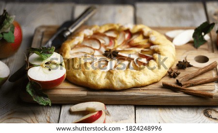 Similar – Image, Stock Photo Homemade apple galette with pecan nuts. Autumn dessert