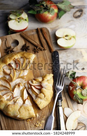 Similar – Image, Stock Photo Homemade apple galette with pecan nuts. Autumn dessert