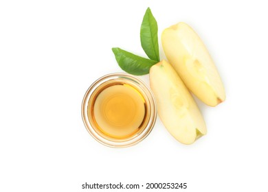 Homemade apple vinegar isolated on white background