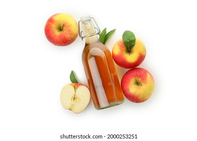 Homemade apple vinegar isolated on white background