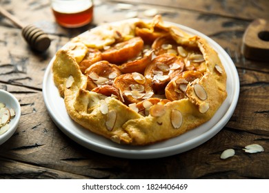 Homemade Apricot Galette With Almond Flakes 