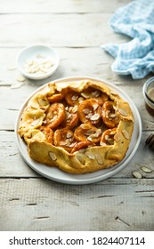 Homemade Apricot Galette With Almond Flakes 