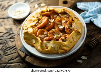 Homemade Apricot Galette With Almond Flakes 