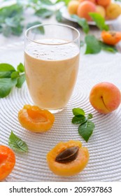 Homemade Apricot Smoothie And Fresh Apricots