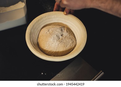 Homemade Artisan Bread Making. Man Hands Giving The Bread Its Shape 