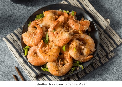 Homemade Asian Salt and Pepper Shrimp Fried with Scallions