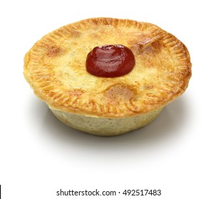 Homemade Aussie Meat Pie On White Background