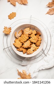 Homemade Autumn Gingerbread Cookies Ready To Eat, Top Down View