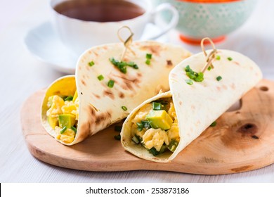 Homemade Avocado Scrambled Egg Wraps For Healthy Breakfast