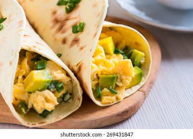 Homemade Avocado Scrambled Egg Wraps For Healthy Breakfast