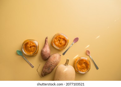 Homemade Baby Food Puree With Sweet Potato And Butternut Squash