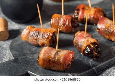 Homemade Bacon Wrapped Dates Ready to Eat