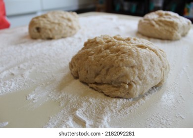 Homemade Bagels, Dough, Rising And Cooked