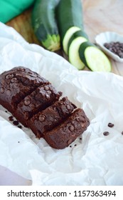 Homemade Baked Zucchini Chocolate Bread With Chocolate Chips