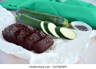 Homemade Baked Zucchini Chocolate Bread With Chocolate Chips