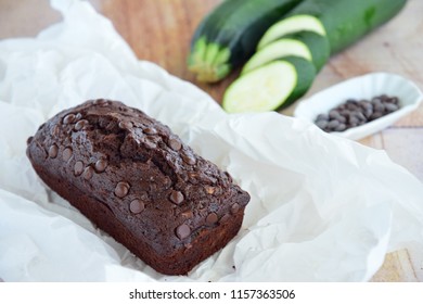 Homemade Baked Zucchini Chocolate Bread With Chocolate Chips