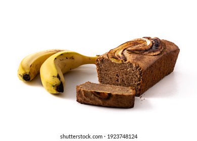 Homemade Banana Bread Isolated On White Background