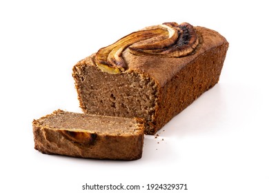 Homemade Banana Bread Isolated On White Background