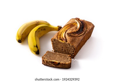 Homemade Banana Bread Isolated On White Background