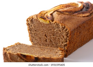 Homemade Banana Bread Isolated On White Background