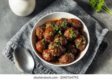 Homemade Barbecue Crockpot Meatballs In A Bowl