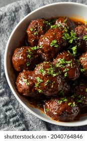 Homemade Barbecue Crockpot Meatballs In A Bowl