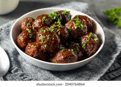 Homemade Barbecue Crockpot Meatballs In A Bowl