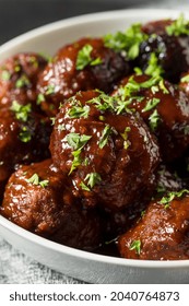 Homemade Barbecue Crockpot Meatballs In A Bowl