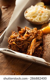 Homemade Barbecue Pulled Pork On A Platter