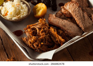 Homemade Barbecue Pulled Pork On A Platter