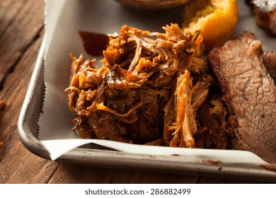 Homemade Barbecue Pulled Pork on a Platter
