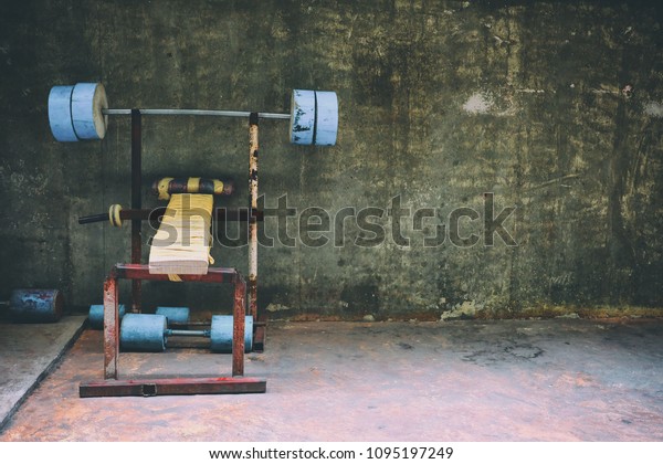 Homemade Barbell Bench Concrete Room Background Stock Photo Edit