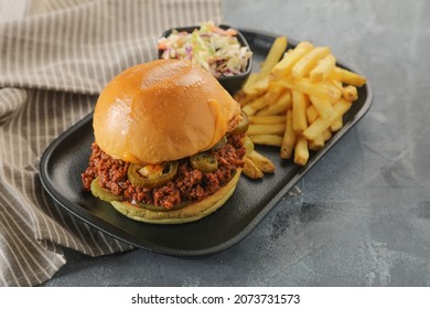 Homemade BBQ Sloppy Joe Sandwiches With Fries
