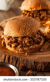 Homemade BBQ Sloppy Joe Sandwiches With Fries