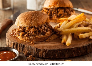 Homemade BBQ Sloppy Joe Sandwiches With Fries