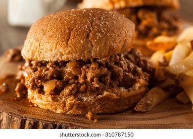 Homemade BBQ Sloppy Joe Sandwiches With Fries